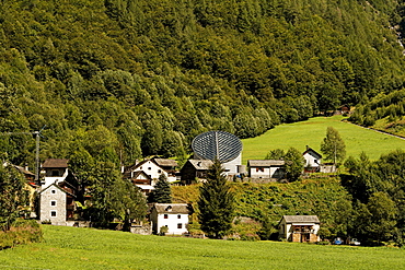 Switzerland Ticino Mogno church designed by Mario Botta