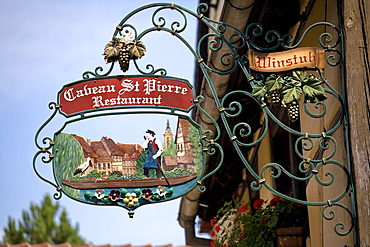 Restaurant in the old part of the town, Colmar, Alsace, France