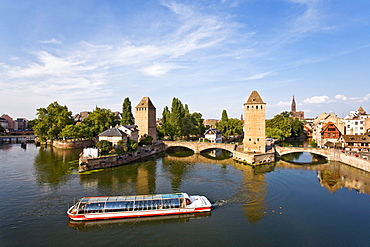 Medieval Pont Couverts, River Ill, Strasbourg, Alsace, France