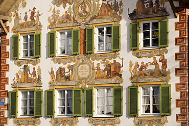 Fresco (Lueftlmalerei) at the Haensel und Gretel Heim, Oberammergau, Upper Bavaria, Germany