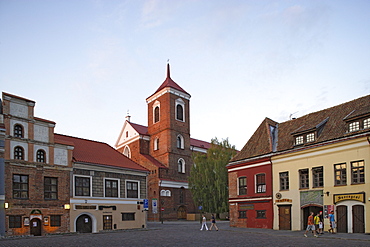 Town square of Kaunas and the St. Peter and Paul cathedral, Lithuania