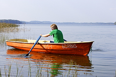 Rowing on Lake Lusis in Paluse, Aukstaitija national park, Lithuania