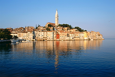 View towards the old town of Rovinj, Istria, Croatia