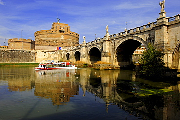 Castel Sant'Angelo and Ponte Sant'Angelo, Mausoleum for Emperor Hadrian, Rome, Italy