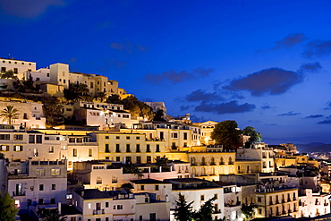 Dalt Vila at night, Old Town, Eivissa, Ibiza, Balearic Islands, Spain