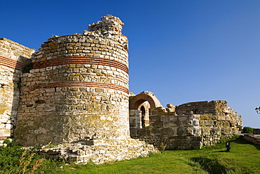 Ancient western fortification wall, Nesebar, Black Sea, Bulgaria