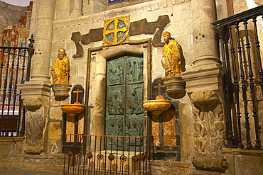 Inside Puerta Santa, Puerta del Perdon, of cathedral, Catedral de Santiago de Compostela, Santiago de Compostela, Galicia, Spain