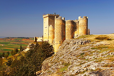 Penaranda de Duero caastle with view into the landscape, Castilla Leon, Spain