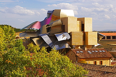 Hotel from architect Frank Gehry and Bodegas MarquÈs de Riscal, oldest winery of Rioja, Elciego, Euskadi, PaÌs Vasco, Spain
