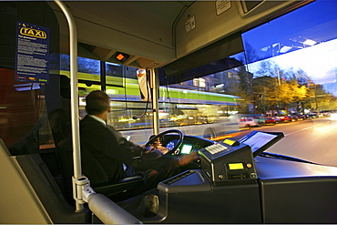 Silberpfeil bus, view from bus driver's cabin, public transport, Hanover, Lower Saxony, Germany, MR