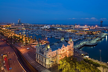 stately building of Port de Barcelona, Port Vell, harbour, Ciutat Vella, Barcelona, Spain