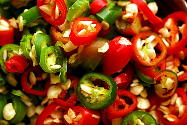 Close up of chili peppers, Thai Fingerfood, Hotel Rayavadee, Hat Phra Nang, Krabi, Thailand