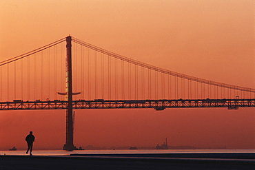 25th of April bridge in the evening light, Lisbon, Portugal