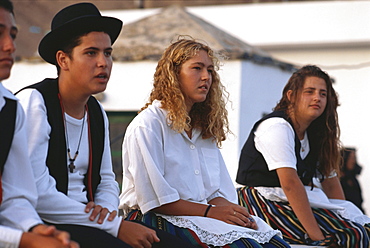 Spectators on the Beach, Fiesta de Ntra., Senora del Carmen, Giniginamar, Fuerteventura, Canary Islands, Spain