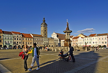 Marketplace with Samsonfontain, Budejovice, Czech Republic