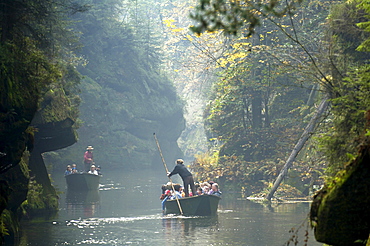 Kamenice-Canyon with boat, Bohemian Switzerland, Czech Republic