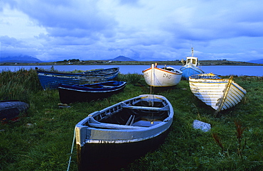 Boats in Dogs Bay, Connemara, Co. Galway, Ireland, Europe