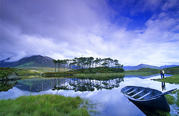 Ballynahinch Lake and reflection, Connemara, Co. Galway, Ireland, Europe