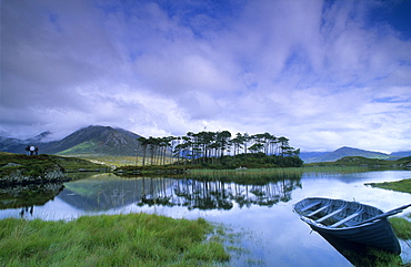 Ballynahinch Lake and reflection, Connemara, Co. Galway, Ireland, Europe