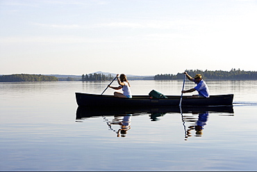 Canoeing on Penobscot River, Maine, USA