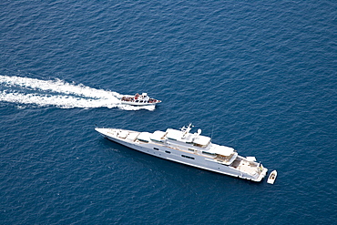 Luxury Yacht Anchored off Capri, Luxury Yacht Anchored off Capri