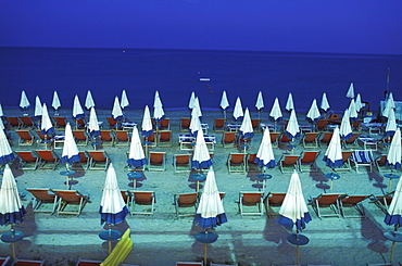 View over deserted beach, Riviera di Ponente, Finale Lingure, Linguria, Italy