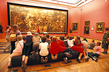 Children looking at painting, National Museum, Warsaw, Masovian, Poland