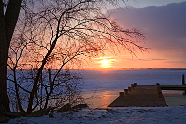 Sunset in winter, Usedom, Mecklenburg Vorpommern, Germany