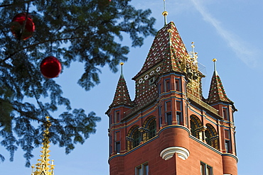 City Hall with Christmas decorationa, Basel, Switzerland