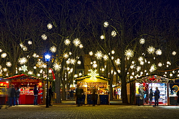 Christmas market with Christmas decorations, Basel, Switzerland