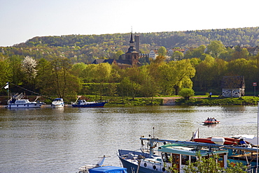 View at marina and St. Arunal, Saar, Saarbruecken, Saar Territory, Germany, Europe