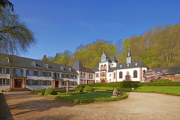 Schloss Dagstuhl castle in spring, Wadern-Dagstuhl, Hochwald, Loestertal, Saarland, Germany, Europe