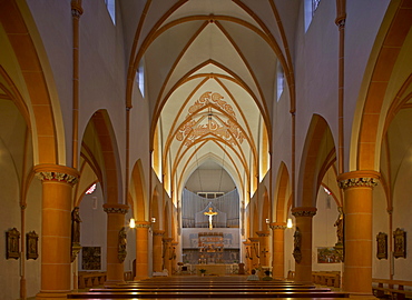 Interior view of the Liebfrauenkirche, Church of Our Lady, Puettlingen, Saarland, Germany, Europe