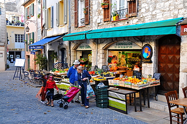 View of shops at the town of Vence, Cote d'Azur, South France, Europe