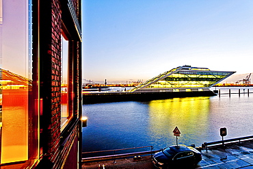 Dockland at dusk, modern architecture in the Hafencity of Hamburg, Germany