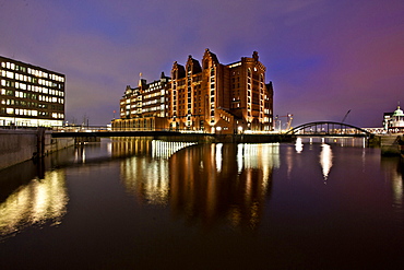 Maritim museum at dusk, modern architecture in Hafencity, Hamburg, Germany