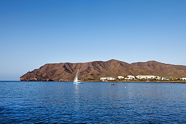 Sailind boat, fishing village Las Playitas, Fuerteventura, Canary Islands, Spain