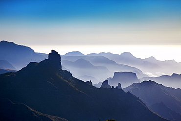 View from Cruz de Tejeda onto the  Roque Bentayga, Gran Canaria, Canary Islands, Spain