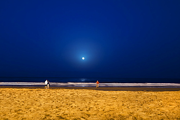 Full moon over beach, the Playa del Ingles, Gran Canaria, Canary Islands, Spain