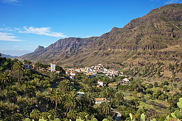 View of the village of Fataga, Gran Canaria, Canary Islands, Spain, Europe