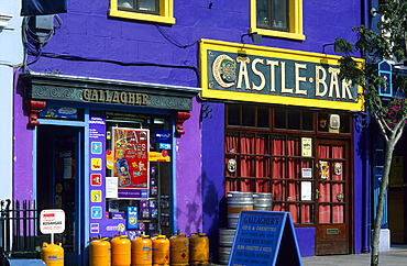 Colourful facade of a shop and a bar, Macroom, County Cork, Ireland, Europe