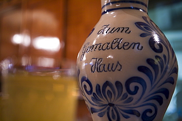 Apple Wine Bembel jug in Zum Gemalten Haus Restaurant in Sachsenhausen, Frankfurt, Hesse, Germany