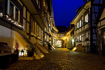 Half-timbered houses along an alley in Gengenbach, Black Forest, Baden-Wurttemberg, Germany