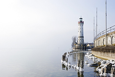 Port entrance with lighthouse, Lindau, Lake Constance, Bavaria, Germany