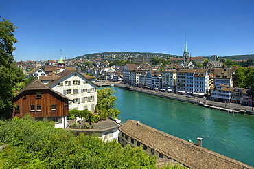 View on Limmat and Niederdorf, Zurich, Switzerland