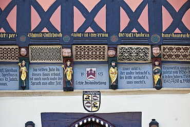 Details of the half timbered guild hall, Wernigerode, Harz, Saxony-Anhalt, Germany