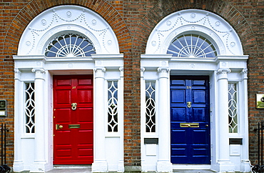 Colourful front doors, Merrion Square, Dublin, Ireland, Europe