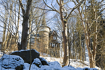 Old villa, Schierke, winter landscape, Harz, Saxony-Anhalt, Germany