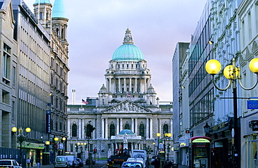 Belfast City Hall in the evening light, Belfast, County Antrim, Northern Ireland, United Kingdom, Europe