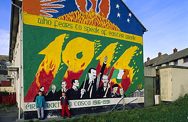 Murals on the wall of a house, Belfast, County Antrim, Ulster, Northern Ireland, United Kingdom, Europe